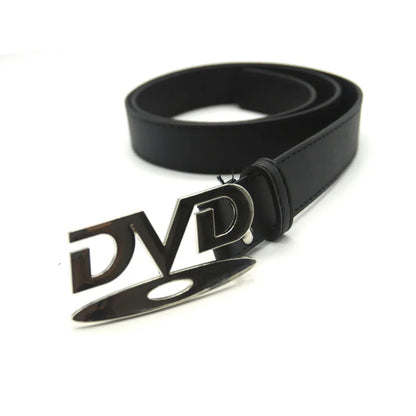 Unisex Nostalgic Design DVD Buckle Belt Men Women Decoration Paired with Jeans Belt Versatile White Black Design Sense Belt
