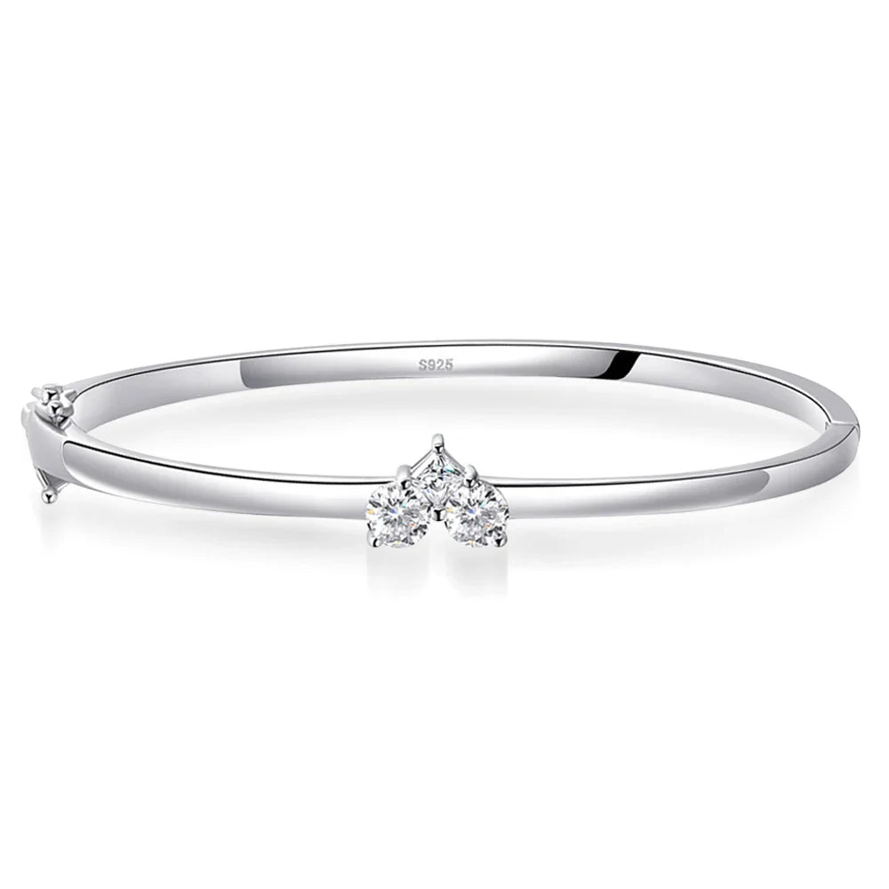 Moissanite Bangles Elegant Women Diamond Solid s925 Silver GRA Certified Dainty Bracelet Fine Jewelry for 17-18cm Wrist