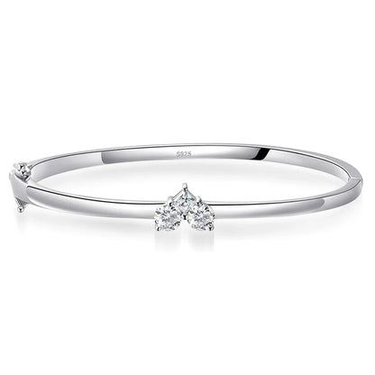 Moissanite Bangles Elegant Women Diamond Solid s925 Silver GRA Certified Dainty Bracelet Fine Jewelry for 17-18cm Wrist