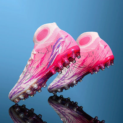 Breathable high top electroplated bottom soccer bootsFG long nails provide super strong grip and durability