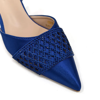 Elegant Nigerian Women’s Wine Colour Heeled Shoes and Rhinestone Handbag Set – Italian Design for Parties and Weddings