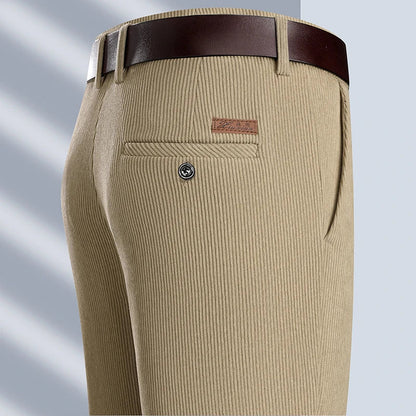 New Mens Corduroy Pants Classic Business Casual Pants Straight Leg Regular Fit Dress Pants Commuting Suit Pants