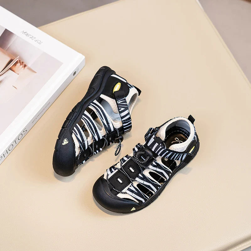 Boys Girls Casual Toes Capped Shoes Soft Sole Kids Sport Sandals Non-slip Children Summer Beach Shoes Classic Pull Rope 2025 New