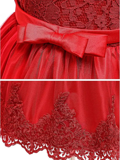 Girls White Baptism Dress Bridesmaid Dresses For Wedding Prom Gown Big Bow Girls Elegant Dresses Red Puffy Christmas Dress