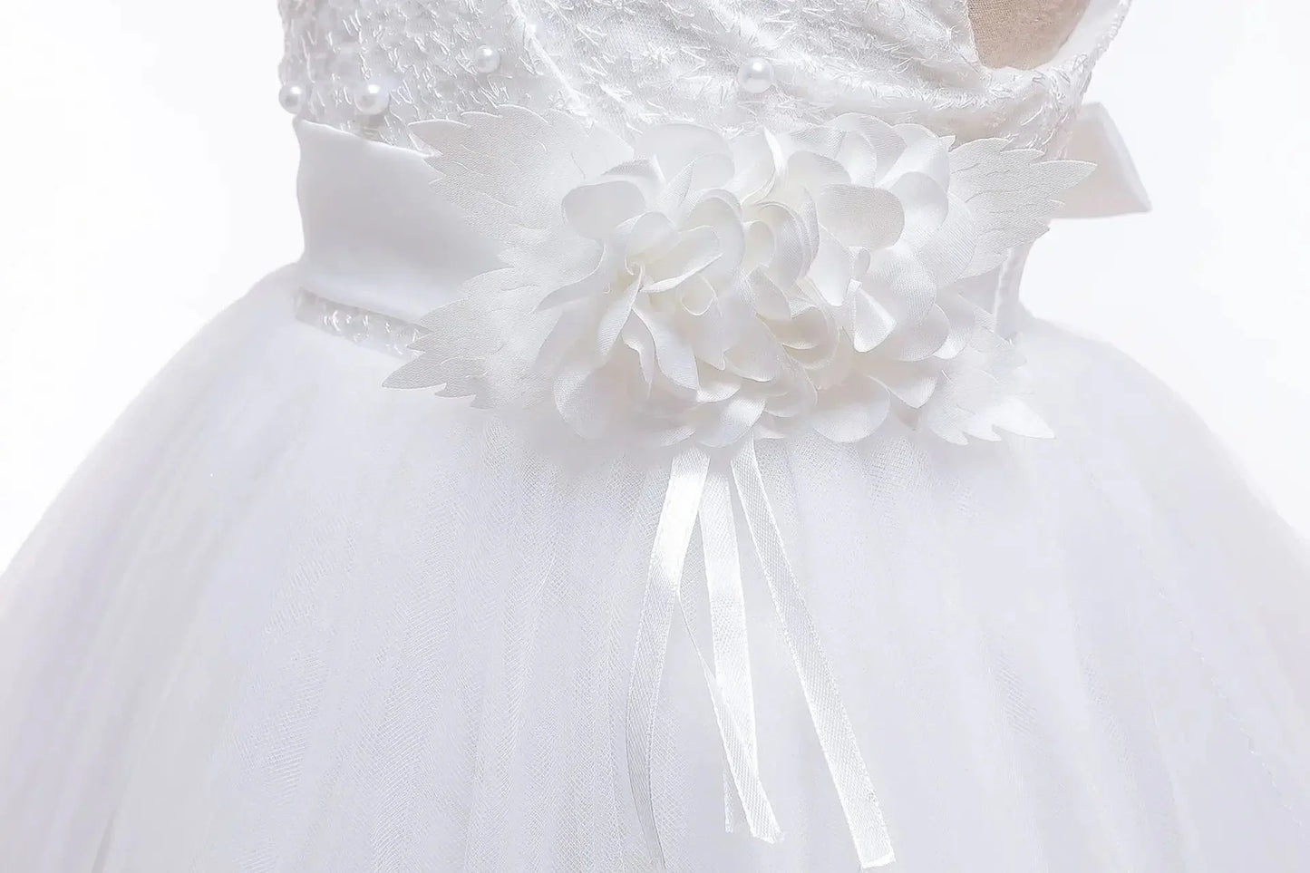 Baby Girl 1st Birthday Baptismal Wedding Dress Princess Dress With Headband Elegant Girls Party Dresses Infant Lace Evening Gown