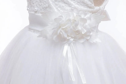 Baby Girl 1st Birthday Baptismal Wedding Dress Princess Dress With Headband Elegant Girls Party Dresses Infant Lace Evening Gown