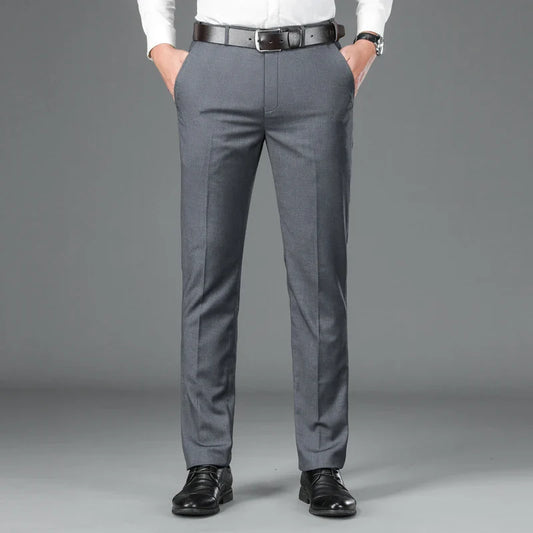 Spring Summer Suit Pants Men Smart Casual Solid Color Dress Pants Classic Straight Fashion Office Suit Trousers Mens Clothing