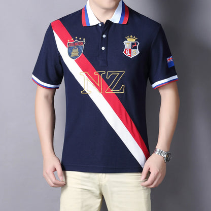 Men's polo shirt New Zealand Pacific Ocean cotton embroidery stitching color classic fashion original design pure cotton quality