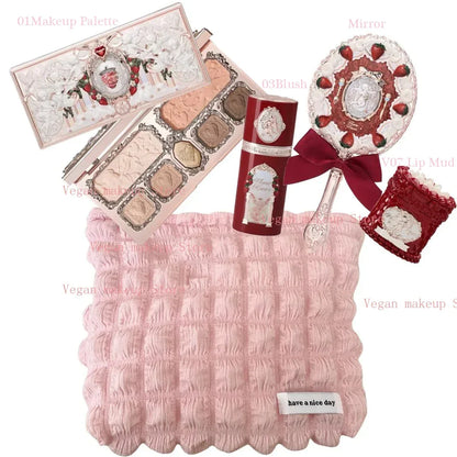 Strawberry Cupid Collection Makeup Kit Full Professional Face Palette Blush Eyeshadow Lip Cream Solid Perfume Sets