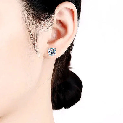 4 Prong 0.2-2CT Moissanite Stud Earrings D Color For Women Men S925 Silver Plated 18k Party Wedding Diamond Earring GRA