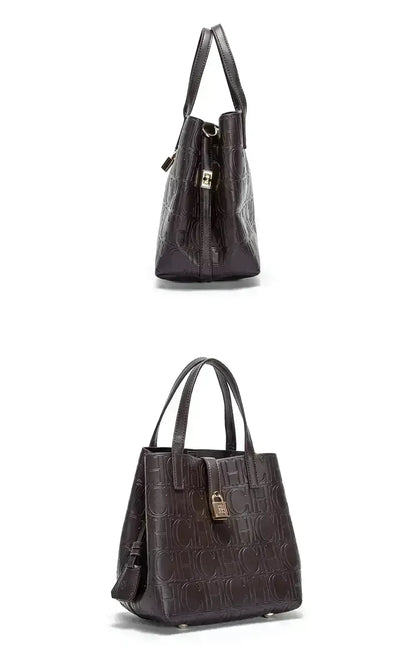 Large Capacity Handbag Luxury Brand Temperament Letter Print with Lock Design 2025 Trendy Women's Crossbody Bag