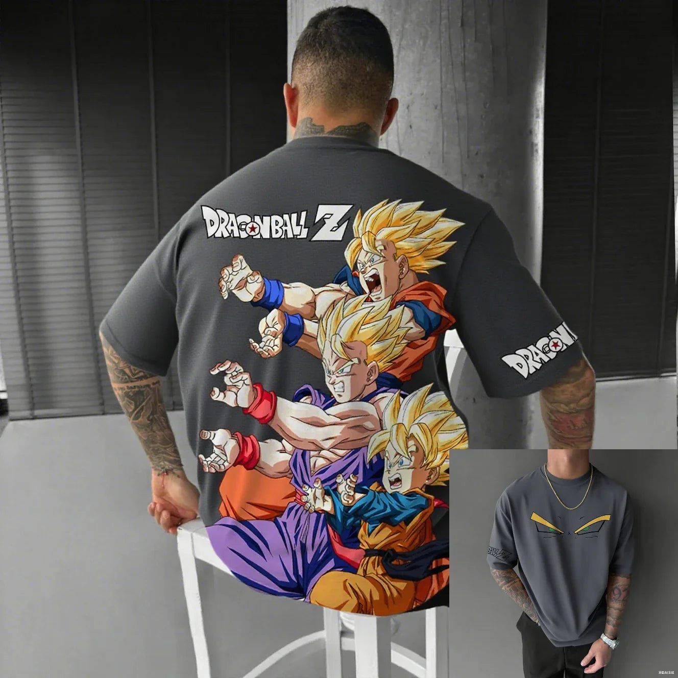 Camiseta Dragon Ball Z Super Saiyajin Masculina Feminina Anime Estampada Roupa de Rua Verão Casual Manga Curta Estilo Oversized Roupa Y2k