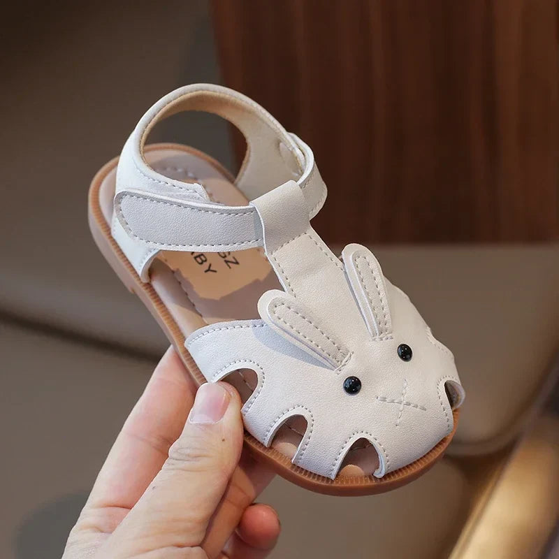 Toddler Children Sandals Rabbit Lovely White Brown Kids Summer Shoes Unisex Breathable Flexiable Comfy Boys Girls Shoes 21-30