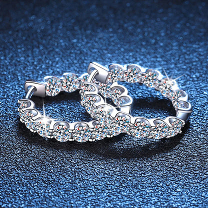 2.6cttw D Color 3mm All Moissanite Hoop Earrings For Women S925 Silver Bull Head Wedding Stud Earring Plated 18K Jewelry