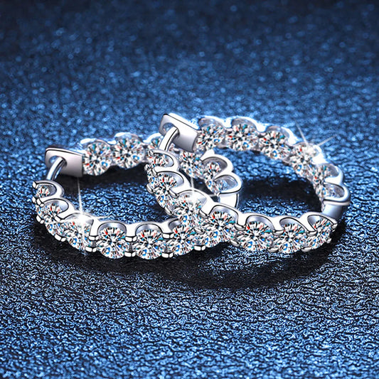 2.6cttw D Color 3mm All Moissanite Hoop Earrings For Women S925 Silver Bull Head Wedding Stud Earring Plated 18K Jewelry