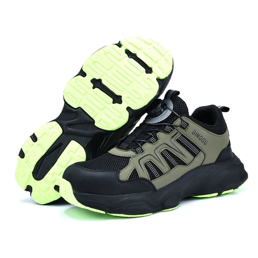 Men's Lightweight Steel Toe Caps Safety Shoes Anti Smashing Anti Piercing Work Shoes Fly Woven Labor Protection Footwear
