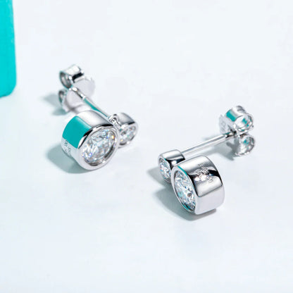 1.2cttw D Color Moissanite Drop Earrings 18K Gold Plated 925 Sterling Silver Stud Bezel Earrings Women Gifts Wholesale