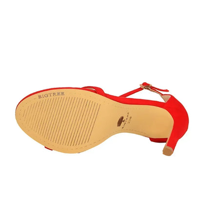 Women Gladiator Stiletto Classic Ankle Strap Holiday Beach Sandals Lady Fashion Suede 8cm 11cm High Heels Sexy Red Brown Sandles
