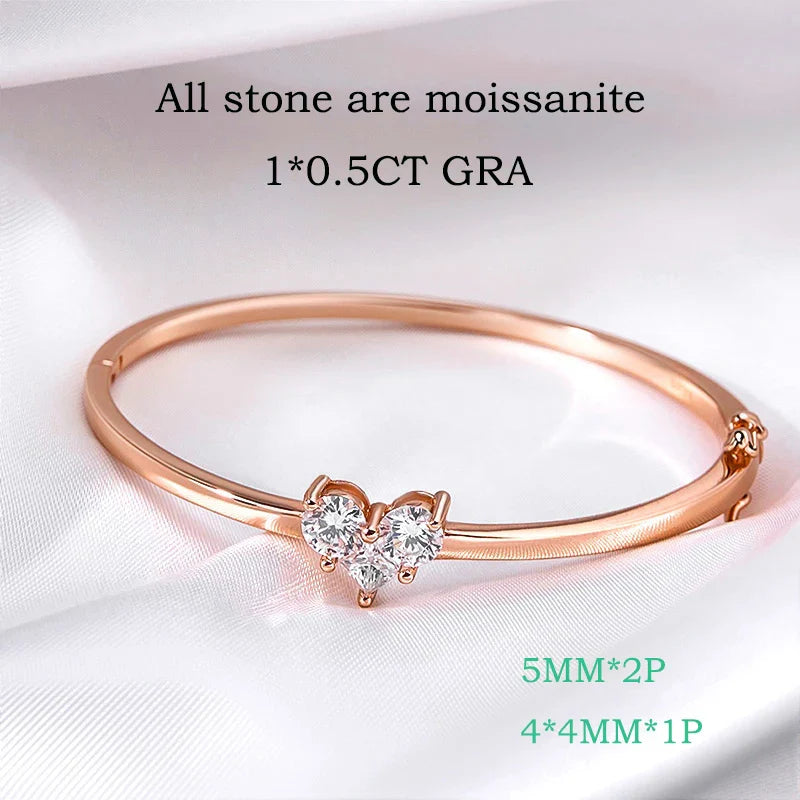 14K Plated Certified All Moissanite Bangles for Women Gems Lab Diamond Luxury Jewelry S925 Sterling Silver Shani Abergel