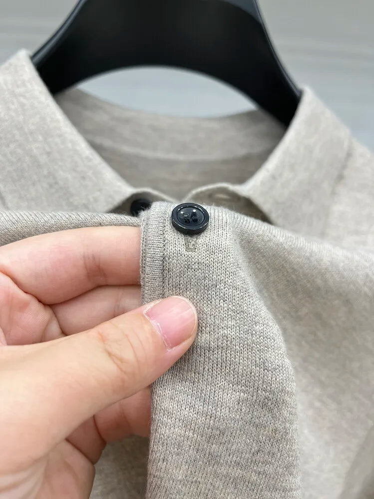 Men's Long Sleeve Fashion Casual Polo, Shirt Collar Pullover Sweater. Business Sweater T-shirt Golf Spring & Autumn Wool