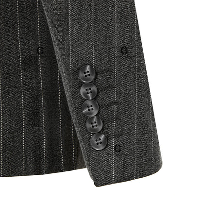 2024 New Double-Breasted Stripe Suits for Men Slim Fit 2 Piece Set Blazer Pants Office Smart Casual Wedding