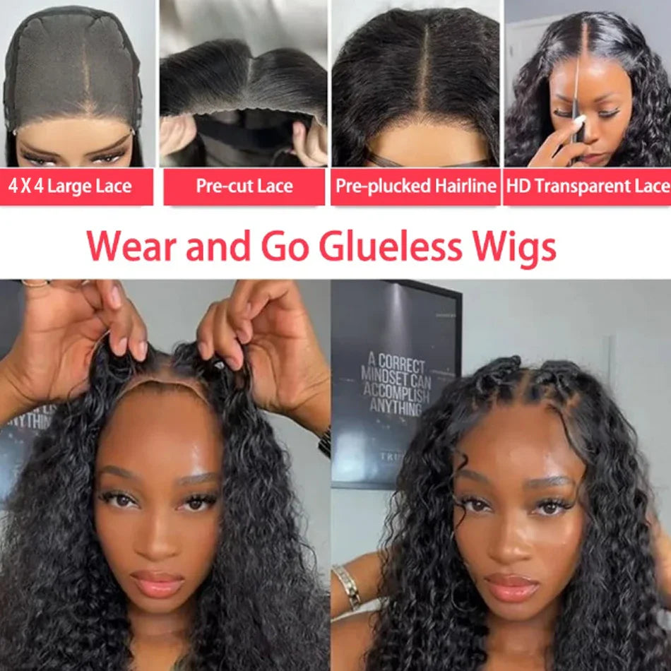 Human Hair 13x6 HD Kinky Curly Lace Frontal Wigs Deep Curls Brazilian 13X4 Closure Wear And Go Wigs Isee Glueless Ready To Wear