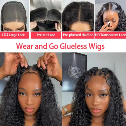 Human Hair 13x6 HD Kinky Curly Lace Frontal Wigs Deep Curls Brazilian 13X4 Closure Wear And Go Wigs Isee Glueless Ready To Wear