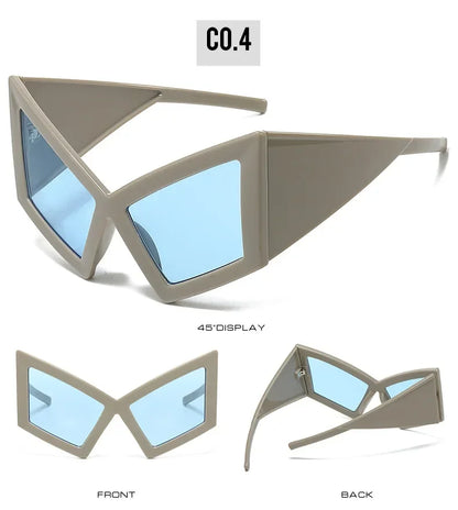 Fashion Oversized Cat Eye Sunglasses Women Red Shades UV400 Retro Gradient Men Wide Legs Sun Glasses