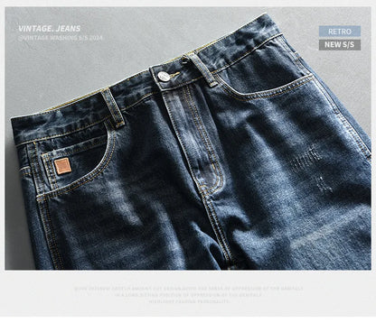 Spring New Cargo Vintage Straight Jeans for Men Clothing Soft Cotton Casual Streetwear Men Pants AG7116
