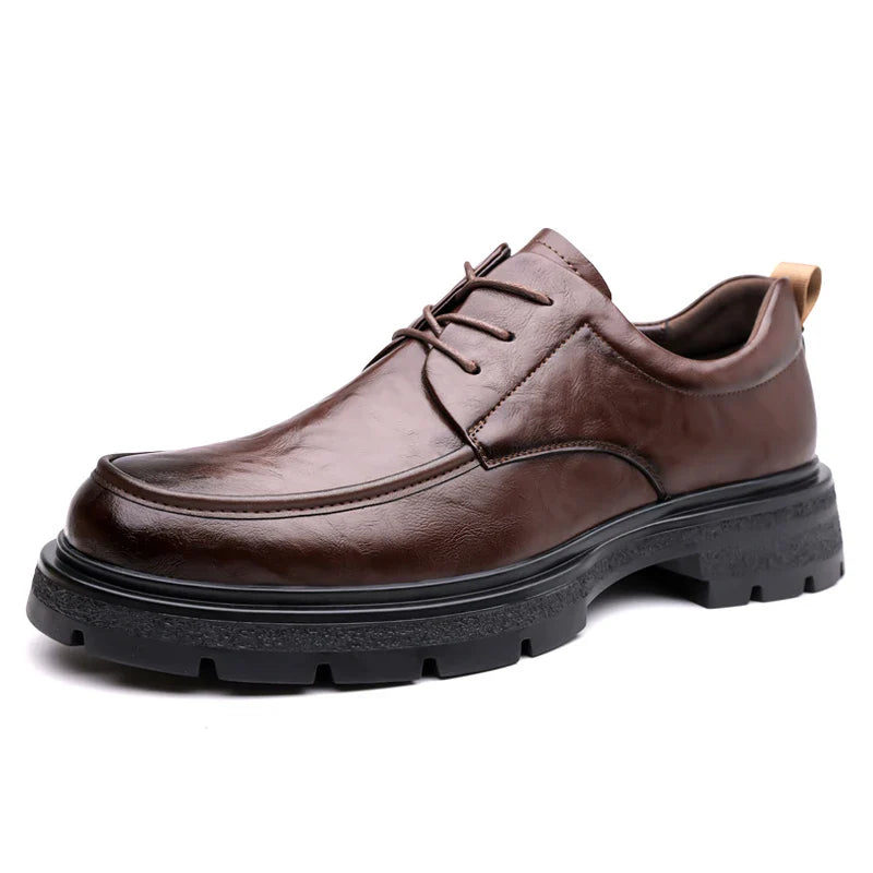 Men's Comfortable Genuine Leather British Thick-soled Business Leather Shoes for Spring 2025, New Lace-up Oxford Shoes