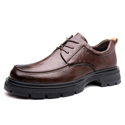 Men's Comfortable Genuine Leather British Thick-soled Business Leather Shoes for Spring 2025, New Lace-up Oxford Shoes