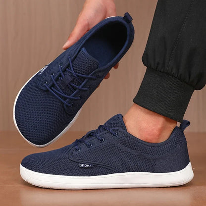 Wide Toe Men Shoes Breathable Knitted Mesh Comfortable Barefoot Shoes Casual Versatile Soft Sole Wide Last Shoes Walking Shoes