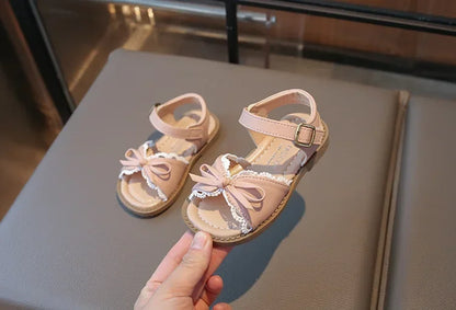 Girls Cute Lace Bow Princess Sandals New Little Kids Soft-soled Beach Summer Shoes Size 22-31