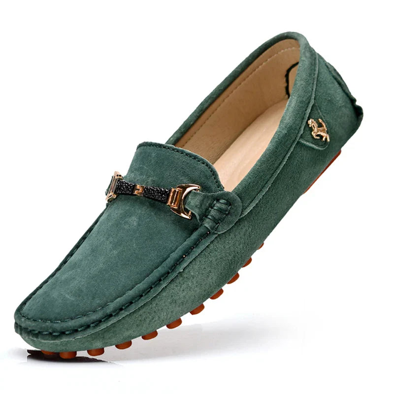 Loafers Men Casual Fashion Suede Men Shoes Lightweight Soft Genuine Leather Moccasins Slip on Driving Shoes for Men Size 48