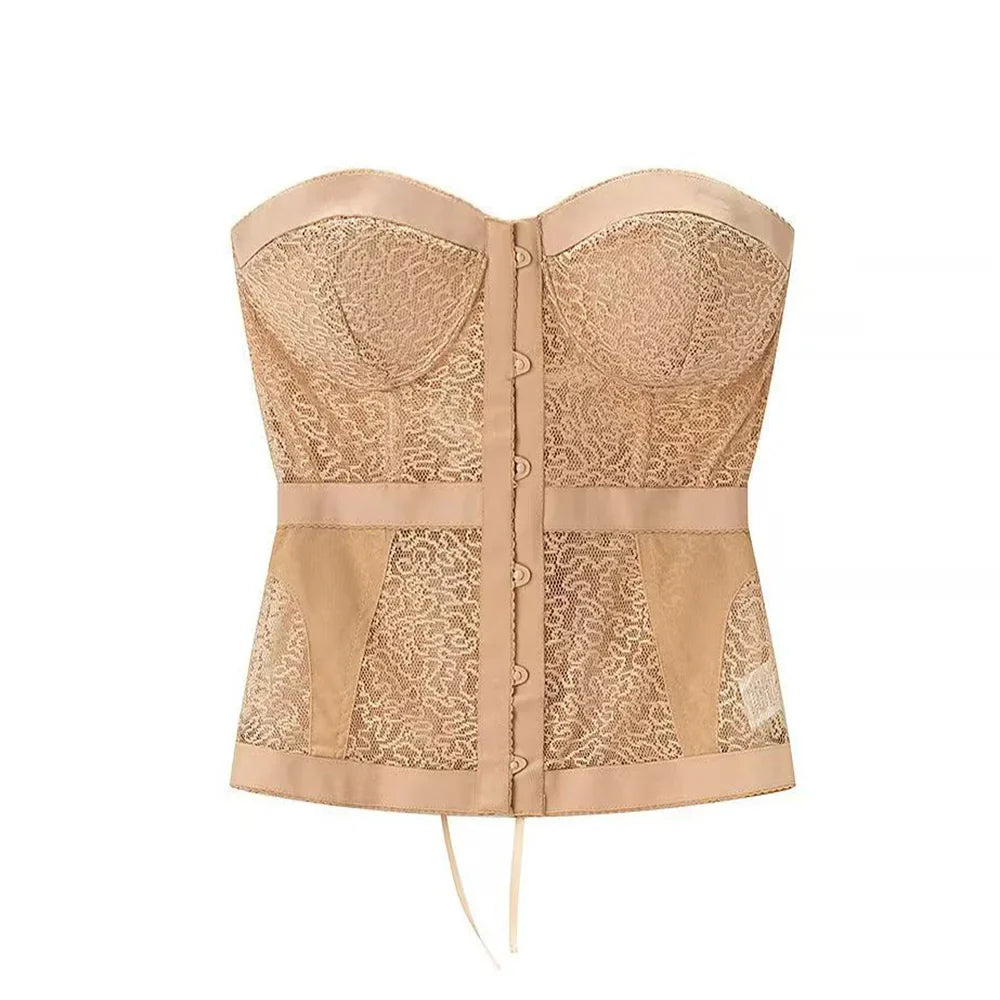 Tight Corset Strapless Top Sleeveless Boobs Street Trendy Vest Sexy Lace Hollow Fashion Spicy Girl Strapless Chic Party Top