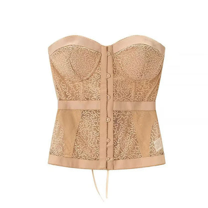 Tight Corset Strapless Top Sleeveless Boobs Street Trendy Vest Sexy Lace Hollow Fashion Spicy Girl Strapless Chic Party Top