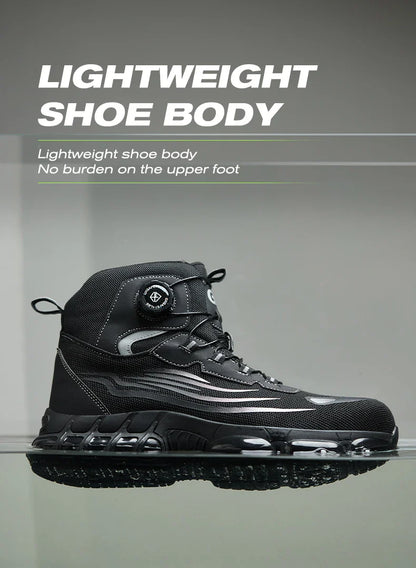 Men's Safety Shoes High Top Work Safety Shoes Steel Toe Sneakers Rotation Button Anti-smash Antipuncture Steel  Safety Boots