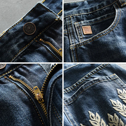 Spring New Cargo Vintage Straight Jeans for Men Clothing Soft Cotton Casual Streetwear Men Pants AG7116