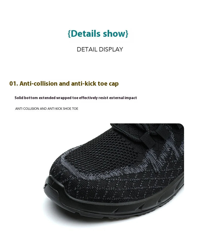 Light Breathable Sneaker Safety Shoes Steel Toe Shoes for Men Anti-slip Anti-impact Anti-puncture Outdoor Work Security Shoes