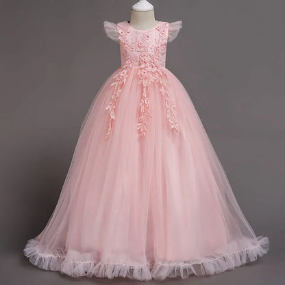 Princess Mesh Dress 4-14y Girl Christmas Winter Party Clothing Kids Sequin Wedding Dresses Children Spring Autumn Prom Costume