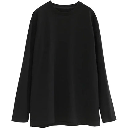 Spring Autumn Women's Solid Color Loose Long Sleeve T-shirt O-neck Basic Top Bottomed Shirt Casual  Tshirt Woman Female