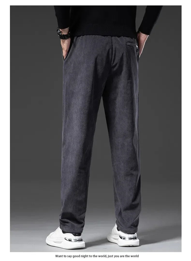 Men's Corduroy Straight Casual Pants Spring Autumn Business Leisure Fashion Trousers Regular Fit Male Pants Brand Clothes
