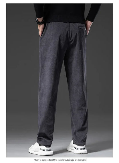Men's Corduroy Straight Casual Pants Spring Autumn Business Leisure Fashion Trousers Regular Fit Male Pants Brand Clothes