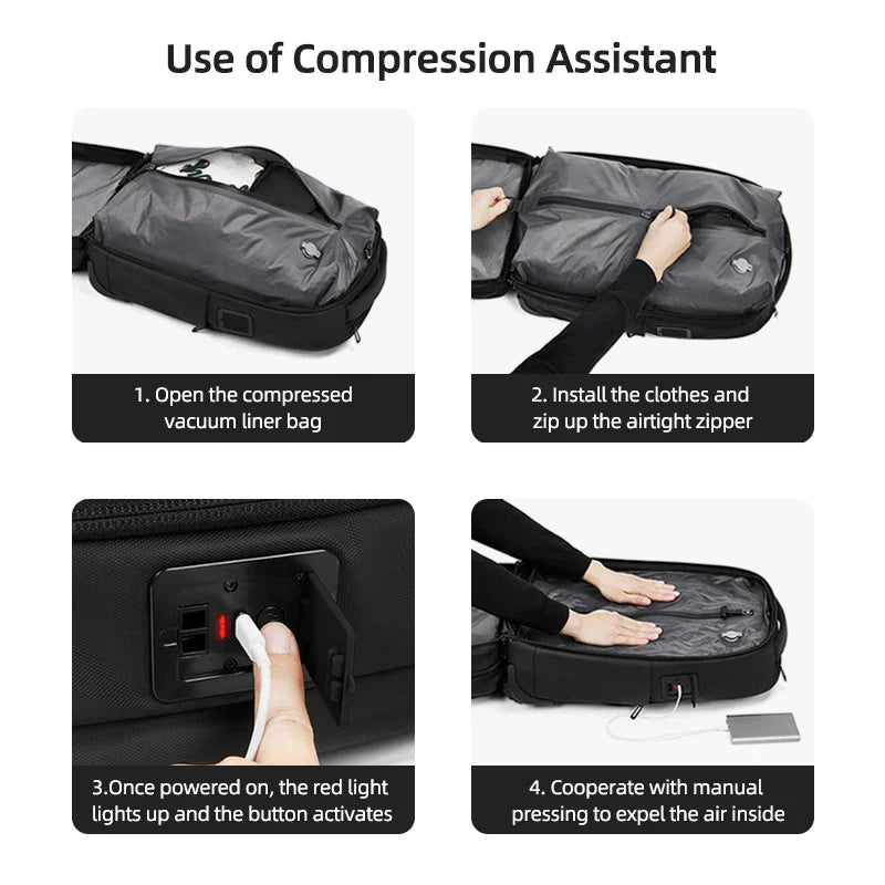 Travel Trolley vacuum compression business backpacks pump for Man Wheeled backpack On wheels luggage Rolling Bags For Boardable