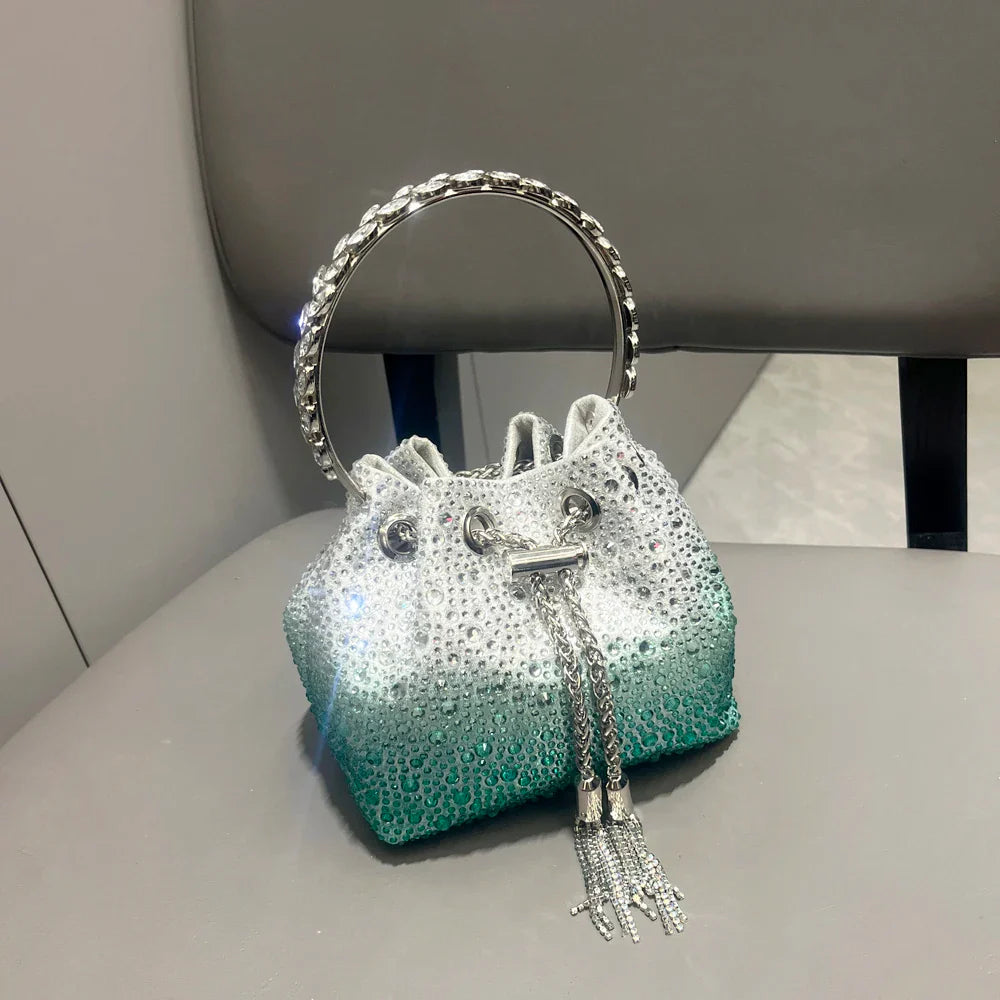 Handle Rhinestones Evening clutch Bag Purses and handbag luxury Designer shoulder bag Shiny Crystal Clutch purse bucket bag