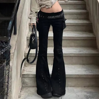 Women Black Gothic Baggy Jeans Harajuku Oversize Denim Trousers Japanese 2000s Style Y2k Vintage Jean Pants Trashy Clothes 2025