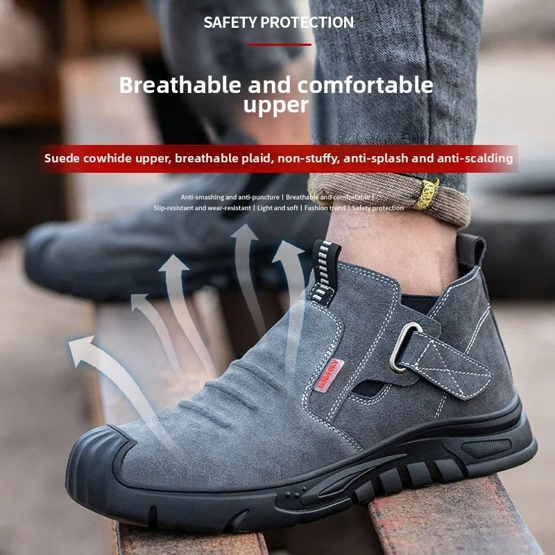 Labor protection shoes with steel toe caps, anti smashing and anti stabbing welding shoes, anti slip and wear-resistant shoes