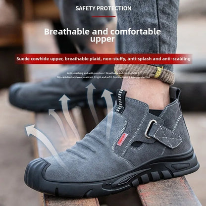 Labor protection shoes with steel toe caps, anti smashing and anti stabbing welding shoes, anti slip and wear-resistant shoes
