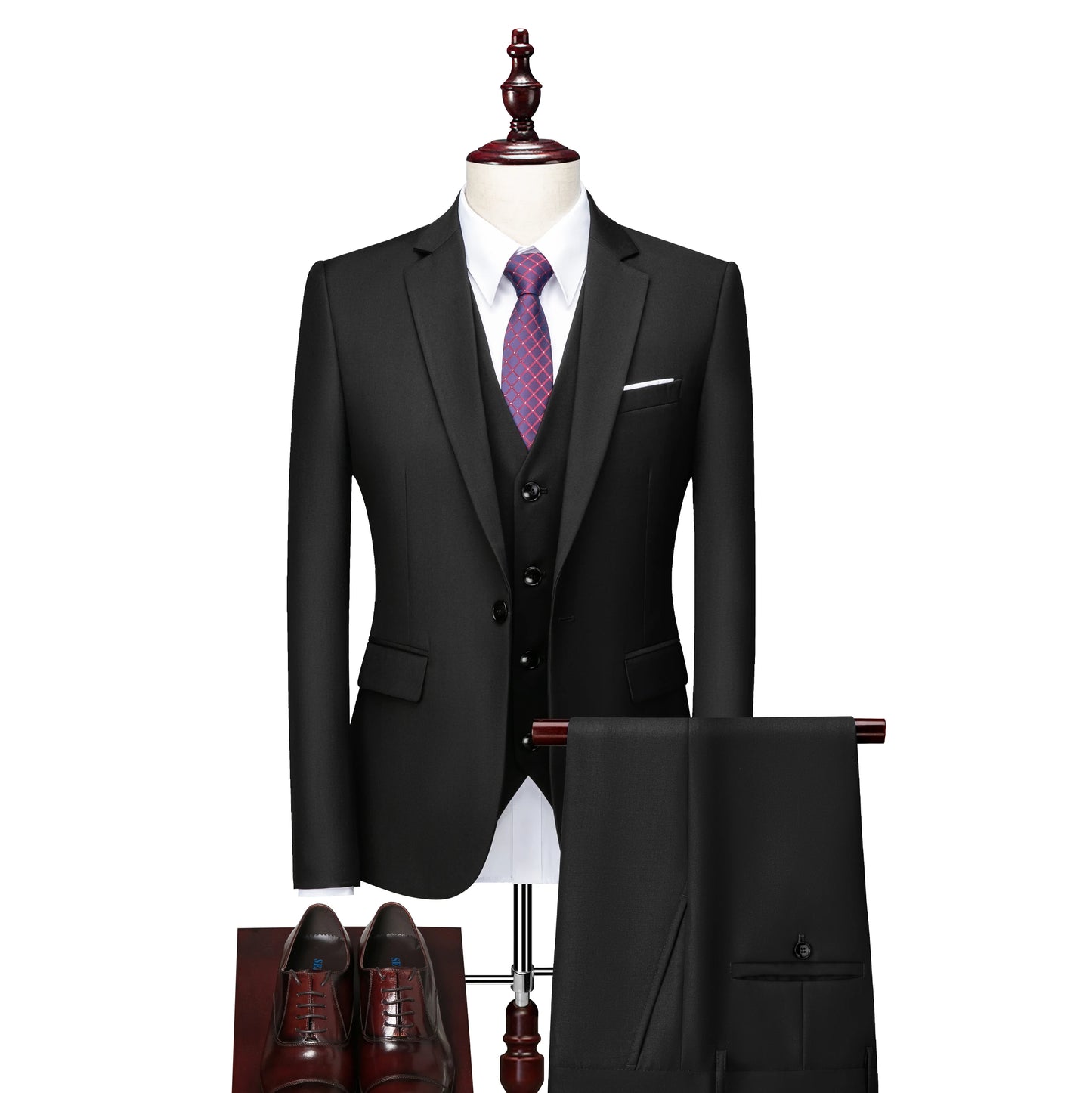 2026 New Suit (Blazer+ Vest + Pants) Men's Gentleman Fashion Slim Work Solid Color Plus Size Fair Dress Wedding Best Man Suit