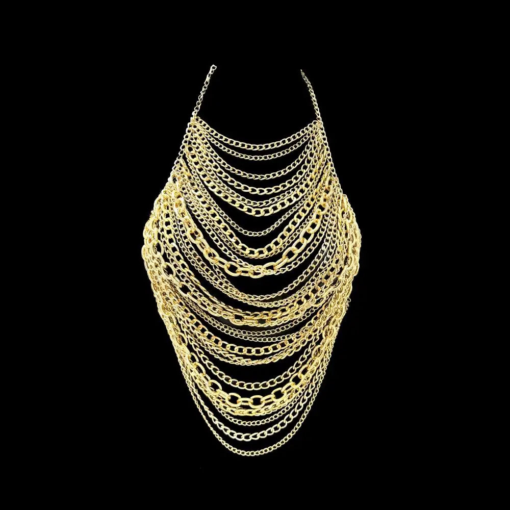 European and American Fashion Trendy Chest Chain Multiple Styles Chest Chain Gold Chain Stacked Top